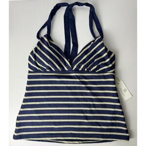 Helen Jon Women's Floating Halter Neck Tankini Top Size‎ S Navy Blue Stripe